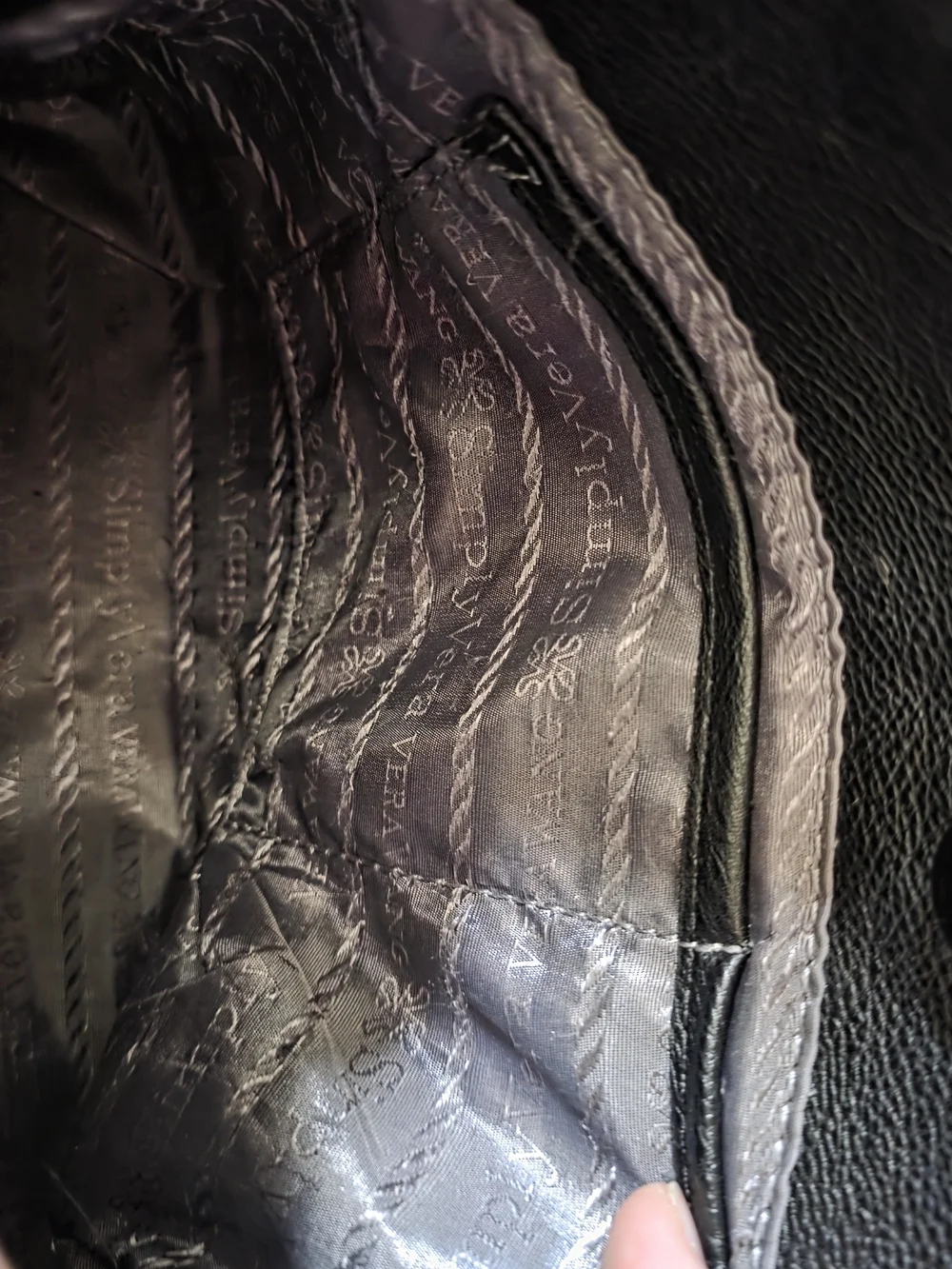 Simply Vera Vera Wang Black Structured Satchel with Gloss Trim